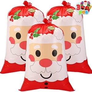 joyin 3 pcs jumbo holiday santa gift bag 56”x36” with gift tags for christmas season, gift giving, holiday presents, giant gifts decorations