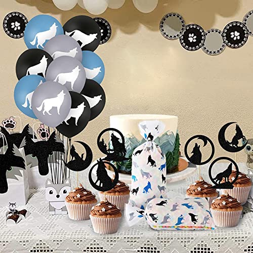 Lecpeting 100 Pcs Wolf Treat Bags Wolf Cellophane Candy Bags Plastic Goodie Storage Bags Wolf Party Favor Bags with Twist Ties for Wolf Theme Birthday Party Supplies