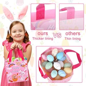 AOKE 8PCS Easter Gift Bags, Easter Reusable Non-Woven Bags with Handle, Easter Bunny Tote Bags Candy Egg Hunt Bags for Easter Party Favors, 4 Colors