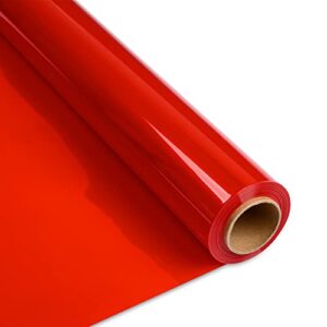 giiffu cellophane wrap roll red, folded 34 in wide x 100 ft long, 3 mil thick translucent red cellophane wrapping paper for gifts, baskets, treats, diy crafts décor, colorful cello christmas holiday color