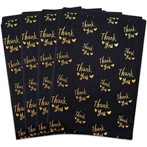 mr five 100 sheets black with gold thank you tissue paper bulk,20″ x 14″,black thank you tissue paper for packaging,gift bags,gold tissue paper for weddings,graduation,birthday,thanksgiving