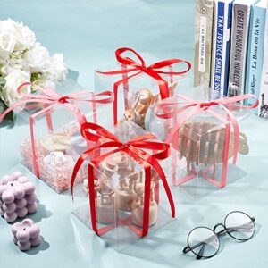 BENECREAT 10PCS Clear Wedding Favour Boxes 5x5x5 Square PVC Transparent Gift Boxes for Candy Chocolate Festival Gift Packaging