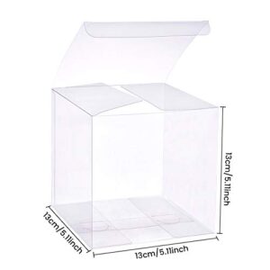 BENECREAT 10PCS Clear Wedding Favour Boxes 5x5x5 Square PVC Transparent Gift Boxes for Candy Chocolate Festival Gift Packaging