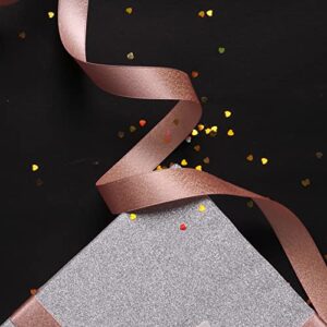 LeZakaa Rose Gold Glitter Satin Ribbon for Wedding, Engagement, Bridal Shower Gift Wrapping - 5/8"x10 Yard/ Roll