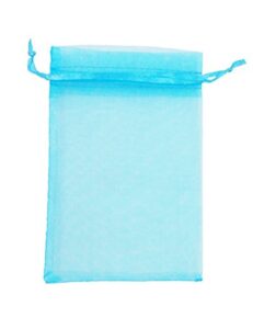 atcg 100pcs 6×9 inches drawstring organza pouches wedding party favor gift candy bags (aqua blue)