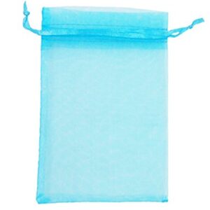 ATCG 100pcs 6x9 Inches Drawstring Organza Pouches Wedding Party Favor Gift Candy Bags (Aqua Blue)