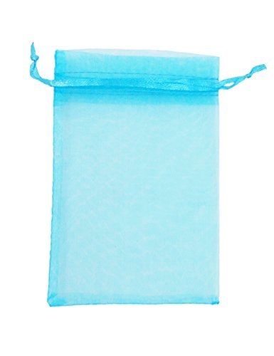 ATCG 100pcs 6x9 Inches Drawstring Organza Pouches Wedding Party Favor Gift Candy Bags (Aqua Blue)