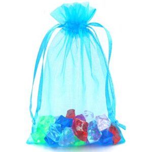 ATCG 100pcs 6x9 Inches Drawstring Organza Pouches Wedding Party Favor Gift Candy Bags (Aqua Blue)