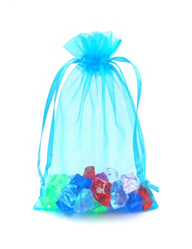 ATCG 100pcs 6x9 Inches Drawstring Organza Pouches Wedding Party Favor Gift Candy Bags (Aqua Blue)