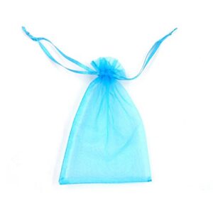 ATCG 100pcs 6x9 Inches Drawstring Organza Pouches Wedding Party Favor Gift Candy Bags (Aqua Blue)