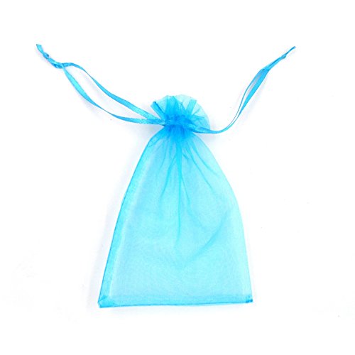 ATCG 100pcs 6x9 Inches Drawstring Organza Pouches Wedding Party Favor Gift Candy Bags (Aqua Blue)