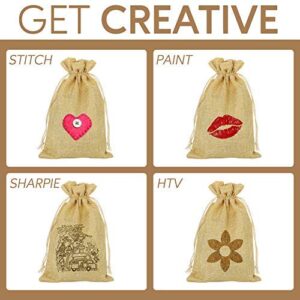 50 Pcs Burlap Gift Bags 5x8 Inch, Linen Sacks Bag with Drawstring for Gifts Candy Small Items, Reusable Jewelry Pouches for Art DIY Craft Coffee Present Wedding Favors Household Use, Brown