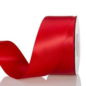 atrbb 1 1/2 inches red double faced satin ribbon, 25 yards solid color polyester craft ribbon for gift wrapping, bows, hair accessories, baby shower and wedding decor