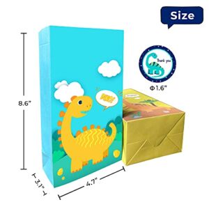 Time4Relax Dinosaur Party Bags (24 Packs) for Kids Birthday Party Favor and Baby Shower – Dinosaur Candy Bags, Gift Bags with 12 Different Types for Jurassic Theme Party Suppliers