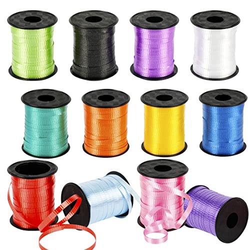 WELTOKE Curling Ribbon 12 Pack 792 Ft 0.2" Sparkly Balloon Gift Wrapping Ribbon for Wrapping, Crafting, Wedding, Party, Festival, Florist Flower