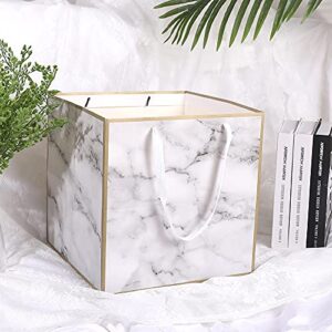 2 PCS Extra Large Gift Bag 11.8 Inch Marble Big Paper Bag with Handle Square Giant Gift Bag XL Big Wedding Gift Bag Huge Reusable Wedding Present Bag for Birthday Party Presents Flowers by Yerpkefey (1 White 1 Black)