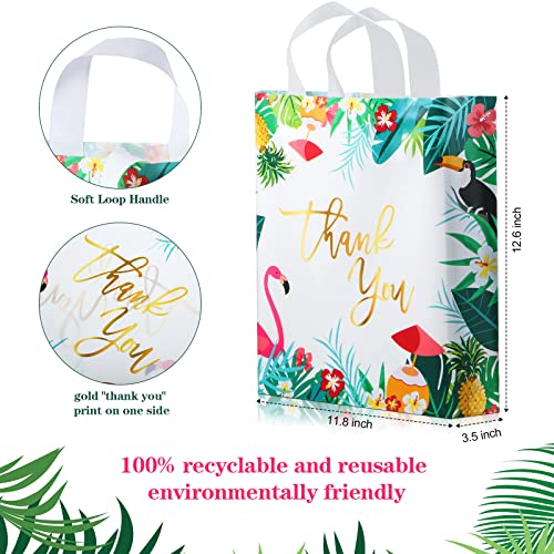 Weewooday 100 Pieces Thank You Bags Plastic Shopping Bags with Soft Loop Handle for Retail Stores, Boutiques, Party Favors, Wedding, Showers, Wholesale Small Gift Bags,12.6 x 11.8 Inch