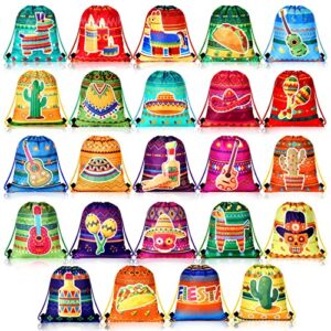 24 pcs mexican fiesta party favor drawstring bags cinco de mayo party gift goodie bag candy bags taco party favors bags for kids mexican birthday party supplies
