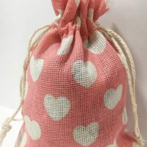 Autupy 24 Packs 5.5 x 3.9 Inch Heart Burlap Drawstring Bags Gift Bags Packing Storage Linen Jewelry Pouches Sacks for Valentine's Day Wedding Party Shower Birthday Thanksgiving Halloween