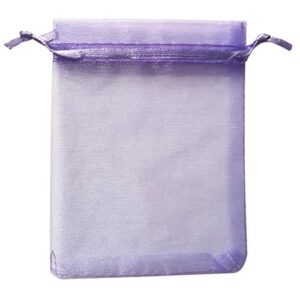 atcg 100pcs 4×6 inches drawstring organza pouches wedding party jewelry favor gift candy bags (lavender)