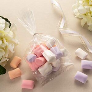 Gusset Cellophane Bags - 200-Pack Clear Bags Suitable for Popcorn Cookies Treats Marshmallows and More 4 x 9 Inches