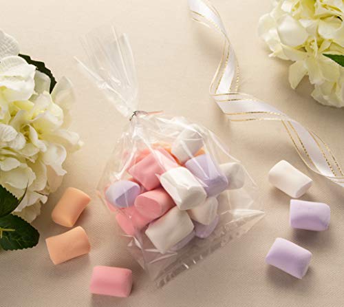 Gusset Cellophane Bags - 200-Pack Clear Bags Suitable for Popcorn Cookies Treats Marshmallows and More 4 x 9 Inches