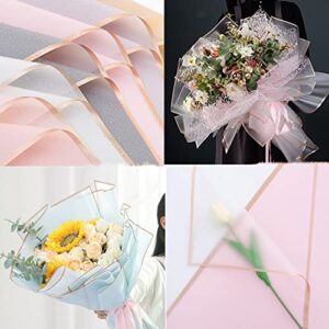 OUKEYI 25 Counts /5 Colors Gold Edge Waterproof Floral Wrapping Paper,Florist Bouquet Supplies,DIY Crafts,Gift Packaging or Gift Box PackagingPaper 22.8x22.8Inch