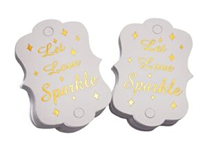 kingsnow 100 pack gold foil let love sparkle tags, wedding send off sparkle tags wedding favor tags exit sparkle tags