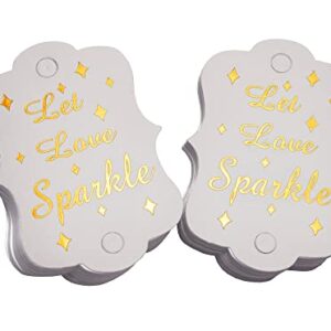 Kingsnow 100 Pack Gold Foil Let Love Sparkle Tags, Wedding Send Off Sparkle Tags Wedding Favor Tags Exit Sparkle Tags