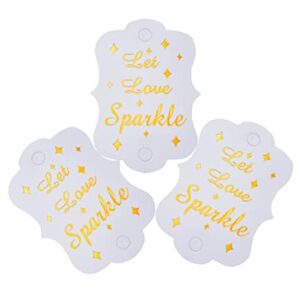 Kingsnow 100 Pack Gold Foil Let Love Sparkle Tags, Wedding Send Off Sparkle Tags Wedding Favor Tags Exit Sparkle Tags