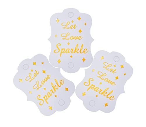 Kingsnow 100 Pack Gold Foil Let Love Sparkle Tags, Wedding Send Off Sparkle Tags Wedding Favor Tags Exit Sparkle Tags