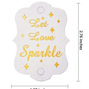 Kingsnow 100 Pack Gold Foil Let Love Sparkle Tags, Wedding Send Off Sparkle Tags Wedding Favor Tags Exit Sparkle Tags