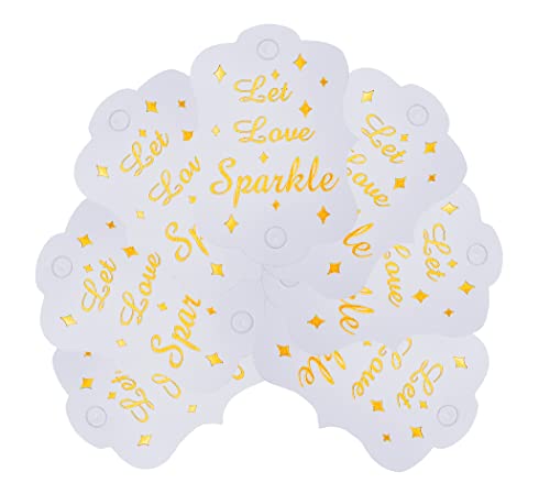 Kingsnow 100 Pack Gold Foil Let Love Sparkle Tags, Wedding Send Off Sparkle Tags Wedding Favor Tags Exit Sparkle Tags