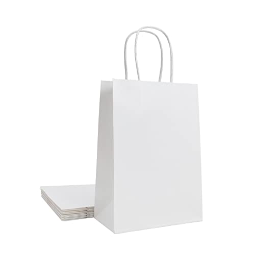 GARROS White Kraft Paper Bag 5.8x3x8.3, Gift Bags,Kraft Bags With Handles,Halloween Bags, Chrismas Bags,Paper Shopping Bags, Craft Bags, Merchandise Bags,Party bags,6 Pcs Each