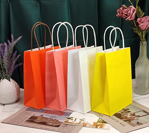 GARROS White Kraft Paper Bag 5.8x3x8.3, Gift Bags,Kraft Bags With Handles,Halloween Bags, Chrismas Bags,Paper Shopping Bags, Craft Bags, Merchandise Bags,Party bags,6 Pcs Each