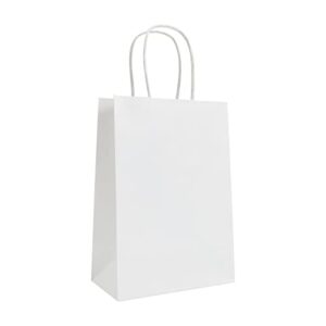GARROS White Kraft Paper Bag 5.8x3x8.3, Gift Bags,Kraft Bags With Handles,Halloween Bags, Chrismas Bags,Paper Shopping Bags, Craft Bags, Merchandise Bags,Party bags,6 Pcs Each