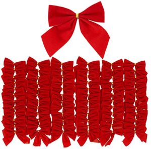 iconikal mini small velvet bows, red, 3.5 x 3.5-inch, 72-pack