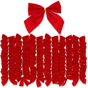 Iconikal Mini Small Velvet Bows, Red, 3.5 x 3.5-Inch, 72-Pack