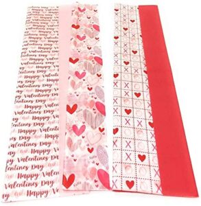 valentine tissue paper gift wrapping pink red hearts, 3-pk set
