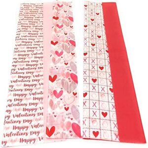 Valentine Tissue Paper Gift Wrapping Pink Red Hearts, 3-pk Set