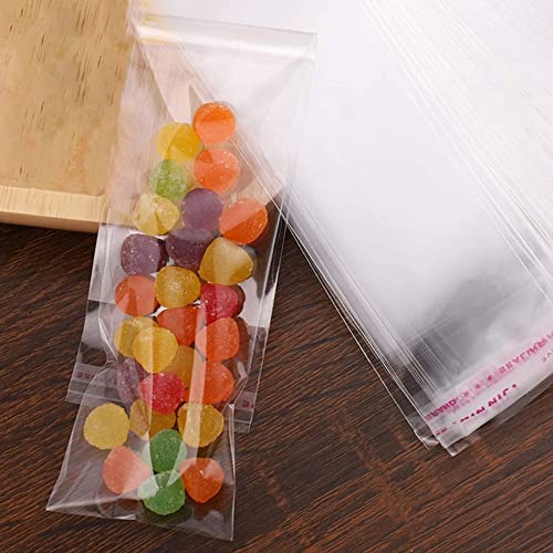 EachDusto Long Self Stick Cello Baggies 1x8 Skinny Self Adhesive Cellophane Bags 200pcs Clear OPP Poly Glassine Bags 2mil for Toothbrush Pencil Necklace Candy Crafts Coffee Spoon Lip Brush Straw