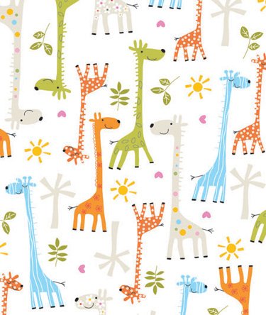 Party Explosions Baby Giraffes Baby Gift Wrapping Paper Flat Sheet - 24" x 6'