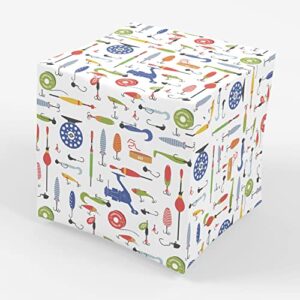 stesha party fishing tackle gift wrap present wrapping paper men – 30 x 20 inch (3 sheets)