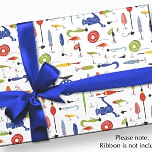 Stesha Party Fishing Tackle Gift Wrap Present Wrapping Paper Men - 30 x 20 Inch (3 Sheets)