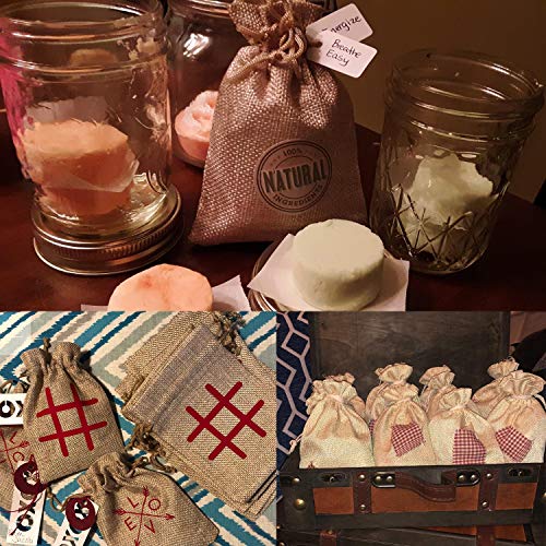 handrong 100pcs Burlap Gift Bag Burlap Bags with Drawstring Jewelry Pouch Jute Hessian Sack Packing Storage Linen bags for Wedding Party Birthday Holiday Treat DIY Art Craft Christmas Favor