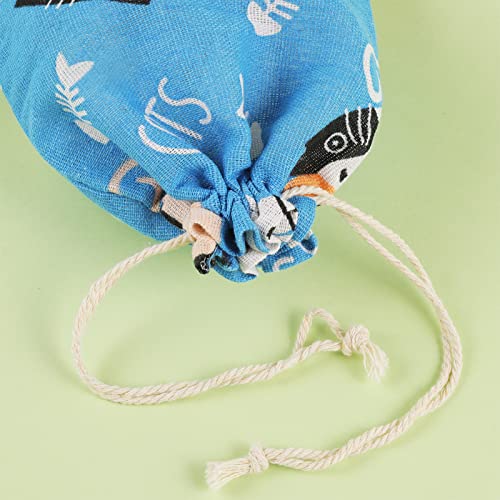 12pcs Kitty Cat Party Favors Treat Bags Drawstring 6x8”, Small Fabric Cotton Linen Gift Pouch Bags Reusable Cloth Candy Goodies Bag for Kids Cute Pet Cat Animals Themed Birthday Party Decoration