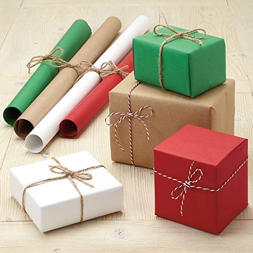 Red Plain Kraft Jumbo Roll Gift Wrap - 61 sq ft, Heavyweight, tear-resistant wrapping paper for Christmas, Valentine's Day, All Occasion Crafts