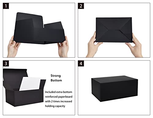 HUAPRINT Black Gift Box,Gift Boxes with Lids 9.5x6.5x4inch,24pcs Paper Gift Box Bulk,Rectangle Gift Boxes for Presents,Birthday,Bridesmaid Proposal,Groomsmen Engagements,Baby Showers, Christmas,Wedding Party Favor,Crafting Cupcake,Holidays