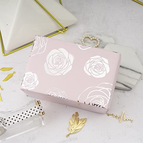 WRAPAHOLIC Wrapping Paper Roll - 24 Inch X 100 Feet Jumbo Roll Rose with Silver Foil Design, Perfect for Wedding, Birthday, Holiday, Baby Shower and More Occasions