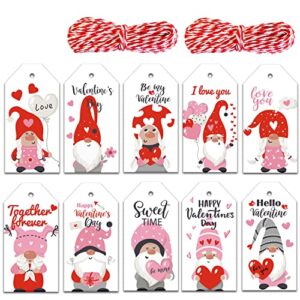 doumeny 150pcs valentine gnome gift tags happy valentine’s day paper tags love you holiday hanging labels present tags with 98 feet twines for diy crafts party wedding courtship gift wrapping supplies